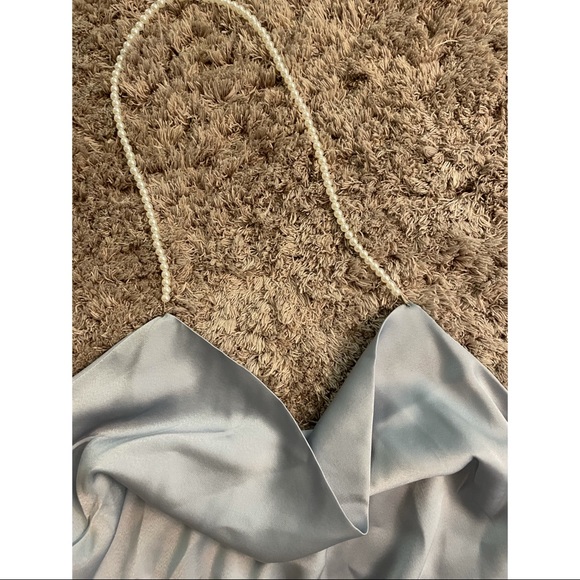 Blue Satin Halter Dress (S) - Picture 2 of 4